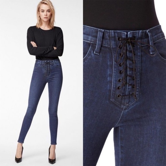 J BRAND X Steph Shep High Rise Lace-Up Skinny Jeans, Unphased, Size 24 - Picture 1 of 8